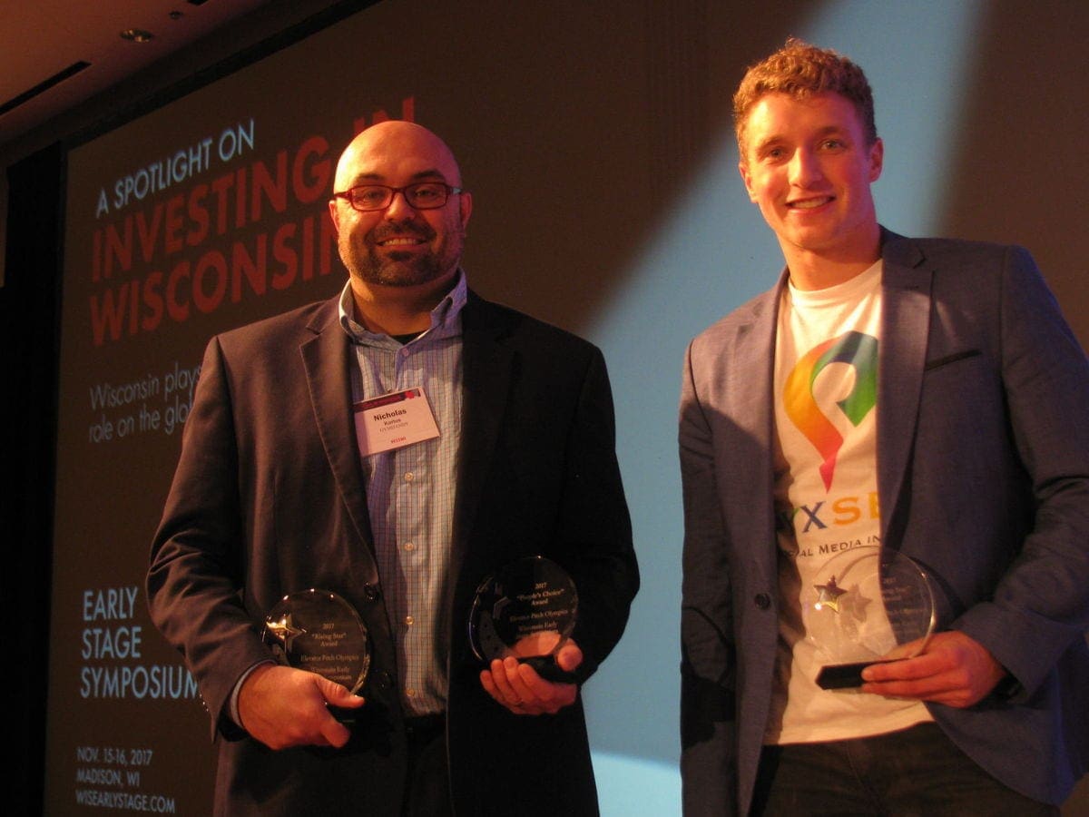 GymDandy CEO Nicholas Kartos, left, and Pyxsee CEO Dayne Rusch