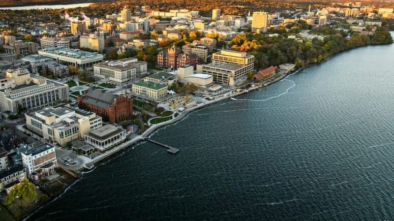 The University of Wisconsin–Madison’s campus on the shores of Lake Mendota. Photo: Bryce Richter