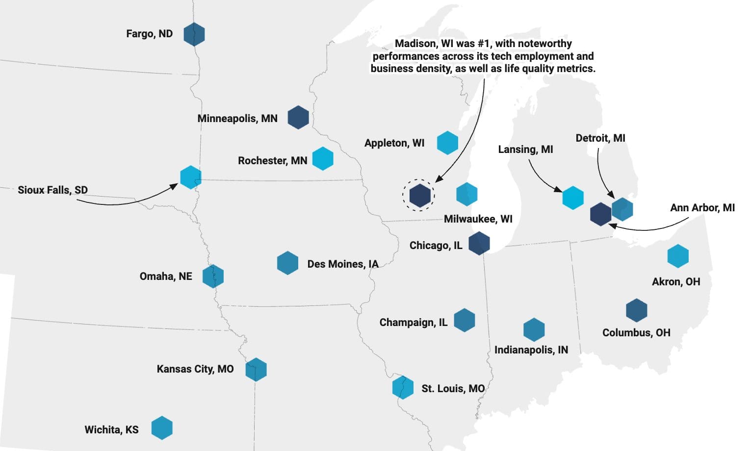 MAP Great Lakes Cluster Dominates Ranking for Best Midwestern Metros for Tech Workers